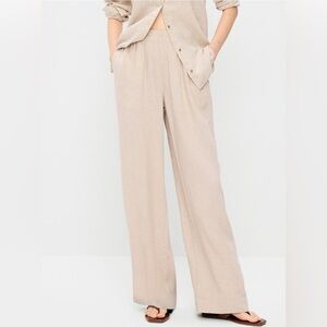 Old Navy | High-Waisted Linen-Blend Super Wide-Leg Pants size Medium Petite